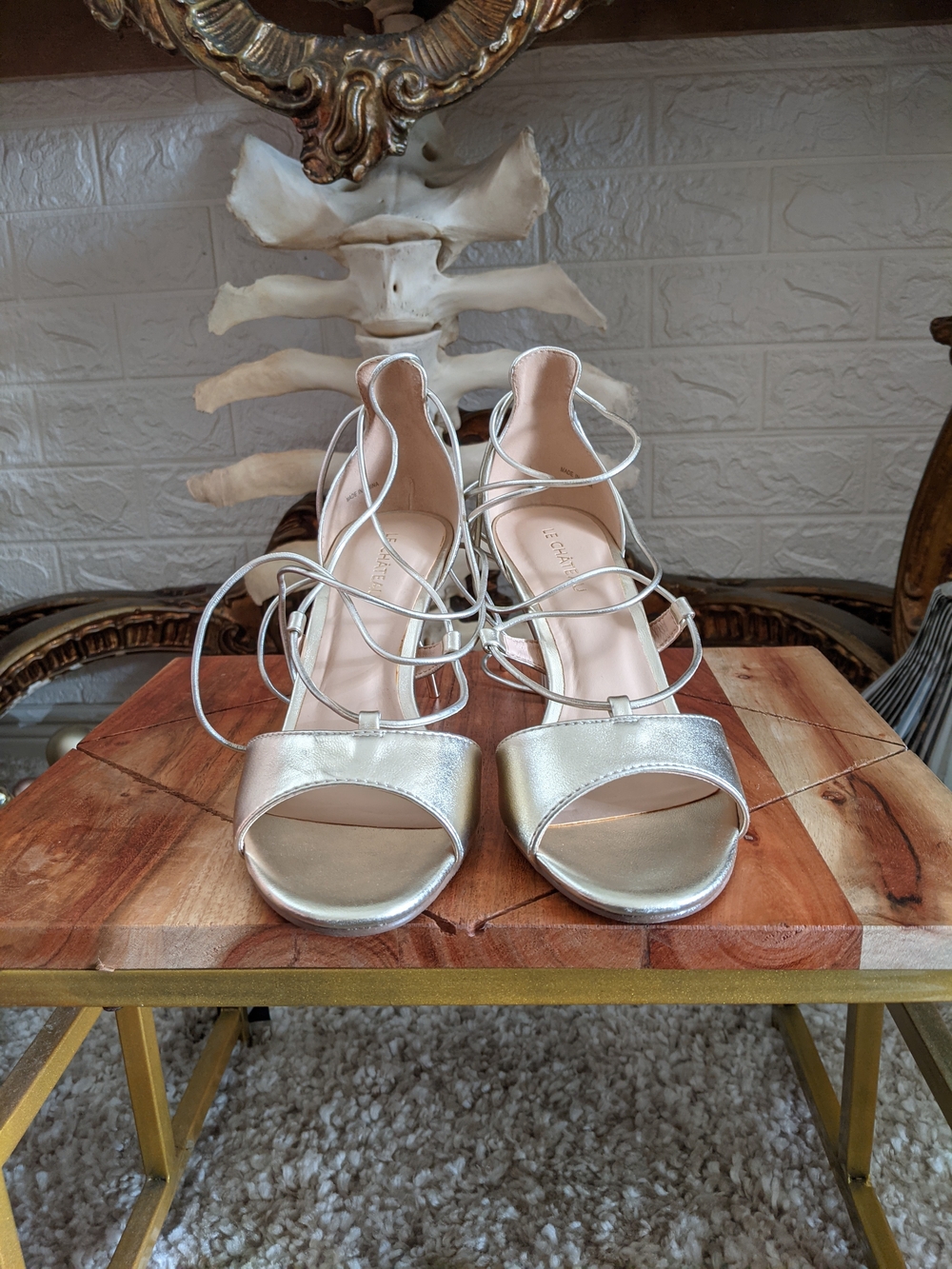 le chateau Silver Strappy Heeled Sandals Size 7